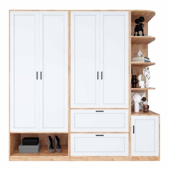 Module tủ quần áo hiện đại gỗ cao su tự nhiên TQA68024 Module tủ quần áo hiện đại gỗ cao su tự nhiên TQA68024