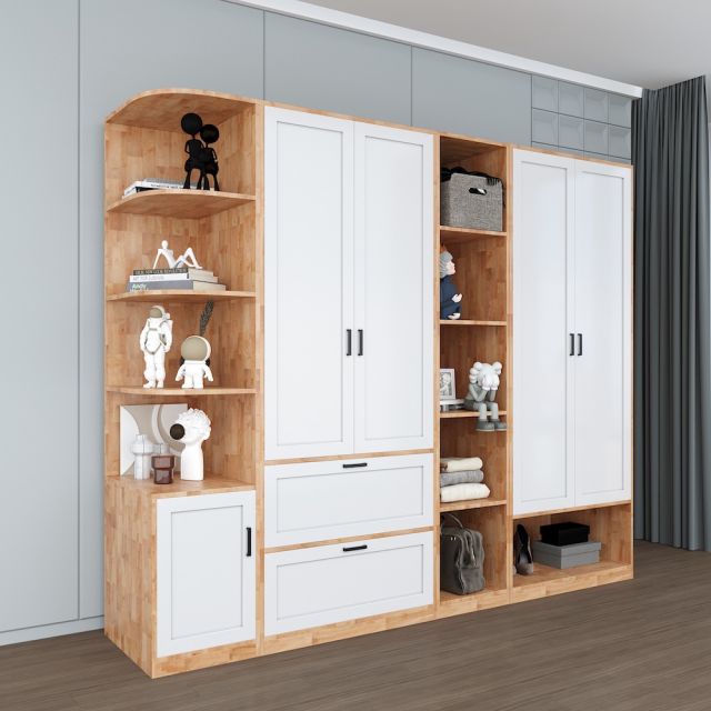 Module tủ quần áo hiện đại kết hợp kệ trang trí TQA68025 Module tủ quần áo hiện đại kết hợp kệ trang trí TQA68025