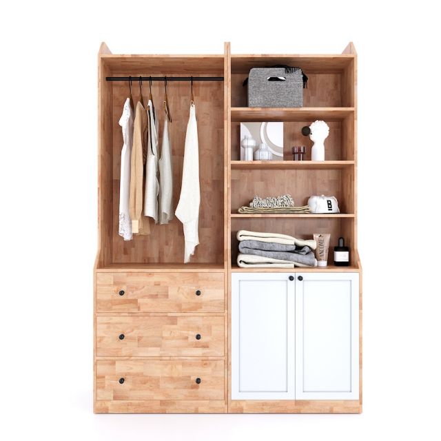 Module tủ quần áo hiện đại 1m4 gỗ cao su TQA68034 Module tủ quần áo hiện đại 1m4 gỗ cao su TQA68034