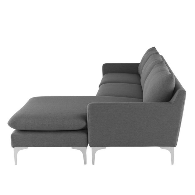 Sofa góc chữ L 280x86cm chân inox nệm bọc vải SFL68021