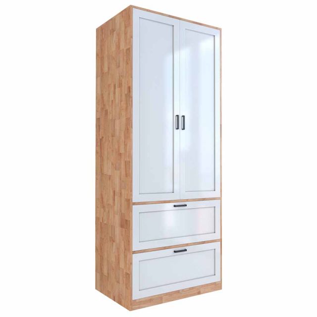 Tủ quần áo hiện đại 2 ngăn kéo gỗ cao su TQA68020 Tủ quần áo hiện đại 2 ngăn kéo gỗ cao su TQA68020