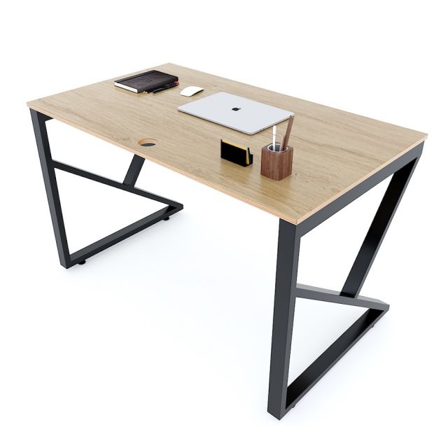 Bàn làm việc 120x70cm gỗ Plywood melamin vân sồi chân sắt hệ Kconcept HBKC030 Bàn làm việc 120x70cm gỗ Plywood melamin vân sồi chân sắt hệ Kconcept HBKC030
