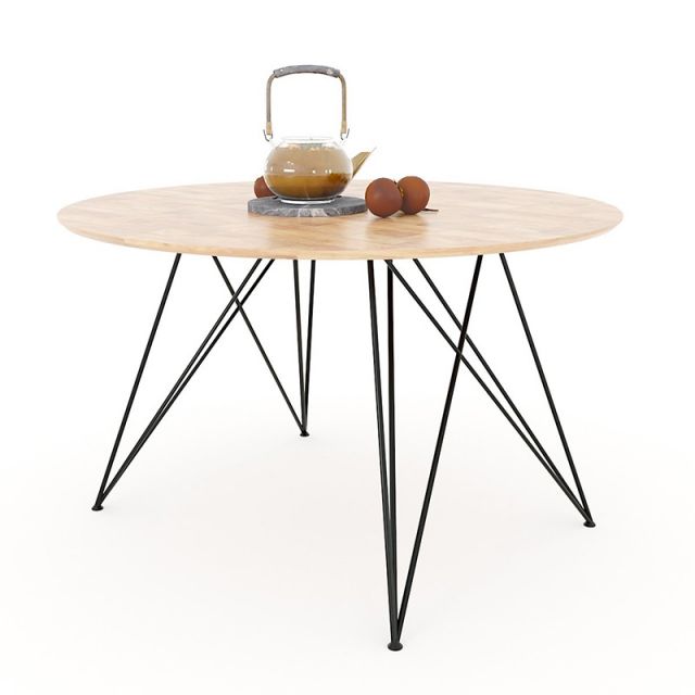 Bàn ăn tròn 1m2 JUKI 01 gỗ cao su chân sắt phi BA68080 Bàn ăn tròn 1m2 JUKI 01 gỗ cao su chân sắt phi BA68080