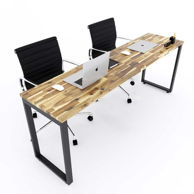 Bàn cụm 2 người 200x60cm gỗ tràm chân sắt hệ Rectang HBWD043 Bàn cụm 2 người 200x60cm gỗ tràm chân sắt hệ Rectang HBWD043