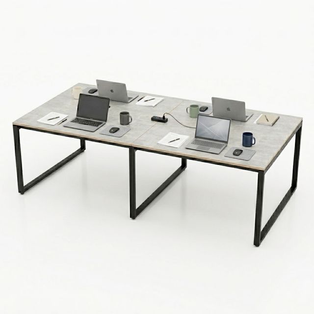 Bàn cụm 4 người 120x240cm gỗ Plywood màu bê tông hệ RECTANG HBRT055