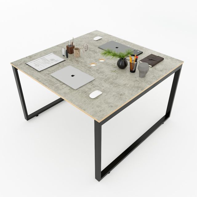 Bàn cụm 2 120x120cm gỗ Plywood màu bê tông hệ RECTANG HBRT049 Bàn cụm 2 120x120cm gỗ Plywood màu bê tông hệ RECTANG HBRT049