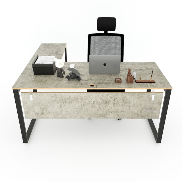 Bàn làm việc chữ L 160x150cm gỗ Plywood màu bê tông hệ RECTANG HBRT053 Bàn làm việc chữ L 160x150cm gỗ Plywood màu bê tông hệ RECTANG HBRT053