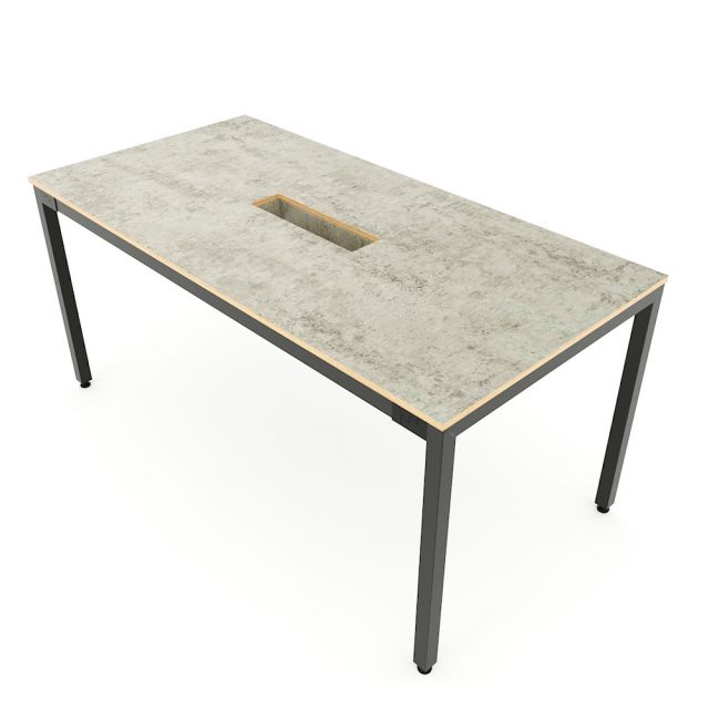 Bàn họp 160x80cm gỗ Plywood màu bê tông chân sắt hệ Uconcept HBUC052 Bàn họp 160x80cm gỗ Plywood màu bê tông chân sắt hệ Uconcept HBUC052