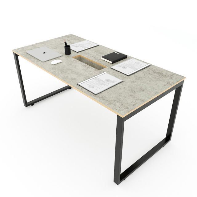 Bàn họp 160x80cm gỗ Plywood melamin màu bê tông hệ Rectang HBRT056 Bàn họp 160x80cm gỗ Plywood melamin màu bê tông hệ Rectang HBRT056