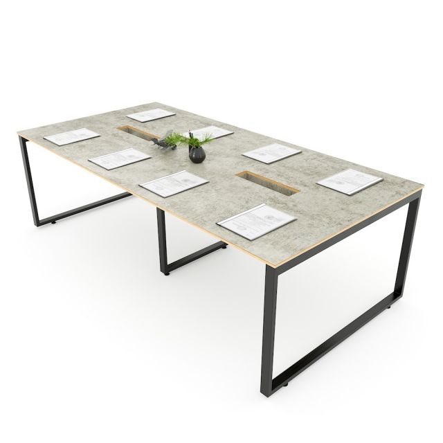 Bàn họp 240x120cm gỗ Plywood melamin màu bê tông hệ Rectang HBRT059 Bàn họp 240x120cm gỗ Plywood melamin màu bê tông hệ Rectang HBRT059