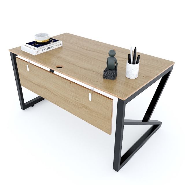 Bàn làm việc 140x80cm gỗ Plywood melamin vân sồi chân sắt hệ Kconcept HBKC033 Bàn làm việc 140x80cm gỗ Plywood melamin vân sồi chân sắt hệ Kconcept HBKC033