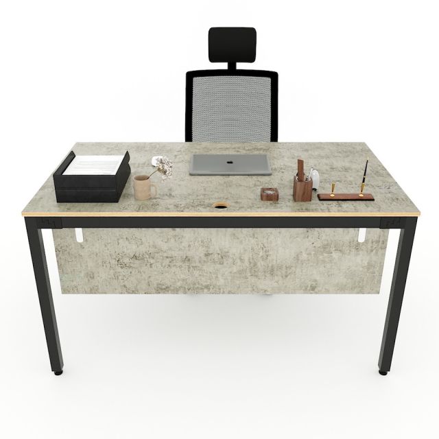 Bàn làm việc 140x80cm gỗ Plywood màu bê tông chân sắt Uconcept HBUC043 Bàn làm việc 140x80cm gỗ Plywood màu bê tông chân sắt Uconcept HBUC043