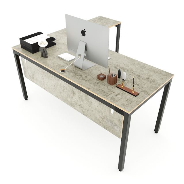 Bàn chữ L mặt bàn chính 160cm gỗ Plywood chân sắt hệ Uconcept HBUC050 Bàn chữ L mặt bàn chính 160cm gỗ Plywood chân sắt hệ Uconcept HBUC050