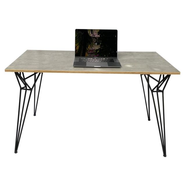 Bàn làm việc gỗ Plywood melamin màu bê tông chân sắt Hairpin Plus SPD68165 Bàn làm việc gỗ Plywood melamin màu bê tông chân sắt Hairpin Plus SPD68165