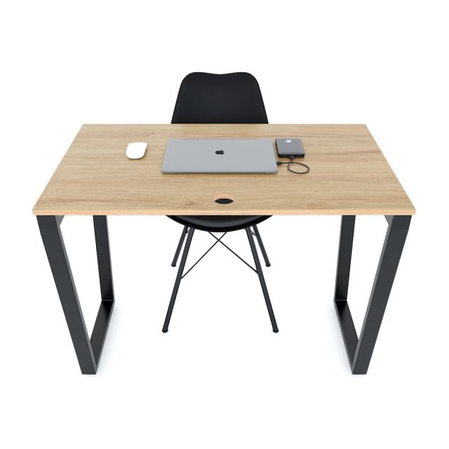 Bàn làm việc 100x60cm gỗ Plywood phủ melamin chân sắt Trapeze HBTC028 Bàn làm việc 100x60cm gỗ Plywood phủ melamin chân sắt Trapeze HBTC028