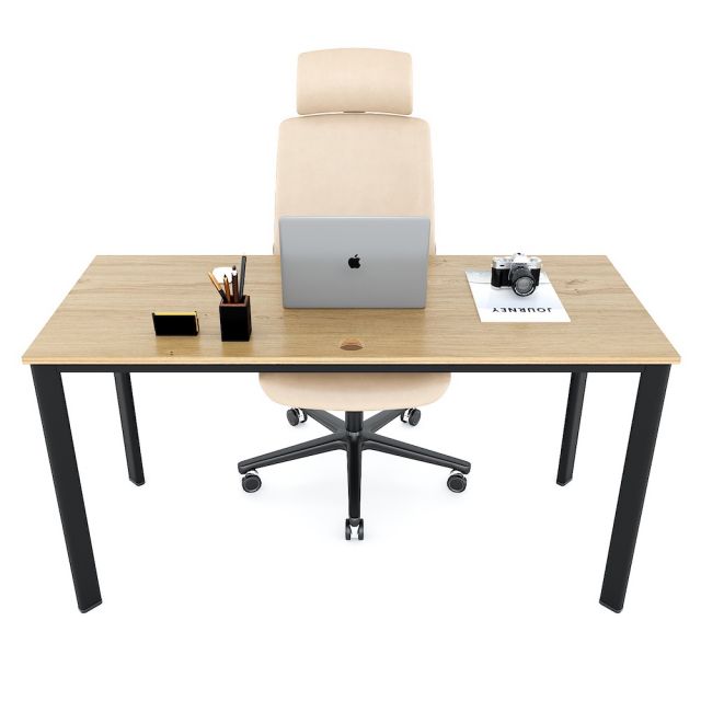 Bàn làm việc 140x60cm gỗ Plywood phủ melamin chân sắt Oval HBOV034 Bàn làm việc 140x60cm gỗ Plywood phủ melamin chân sắt Oval HBOV034