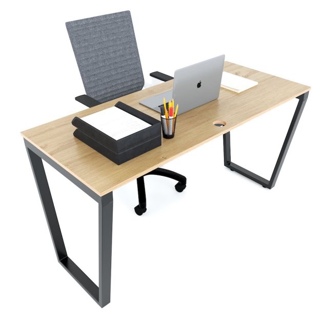 Bàn làm việc 140x60cm gỗ Plywood phủ melamin chân sắt Trapeze HBTC030 Bàn làm việc 140x60cm gỗ Plywood phủ melamin chân sắt Trapeze HBTC030
