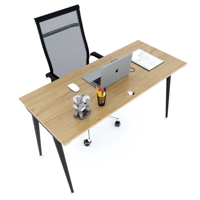 Bàn làm việc 140x60cm gỗ Plywood phủ melamin chân sắt CONE HBCO033 Bàn làm việc 140x60cm gỗ Plywood phủ melamin chân sắt CONE HBCO033