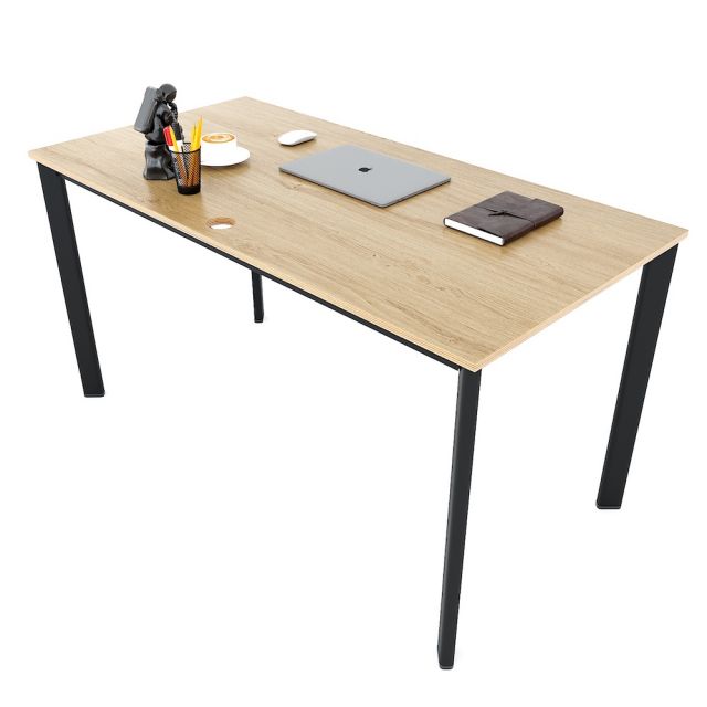 Bàn làm việc 140x70cm gỗ Plywood phủ melamin chân sắt Oval HBOV035 Bàn làm việc 140x70cm gỗ Plywood phủ melamin chân sắt Oval HBOV035