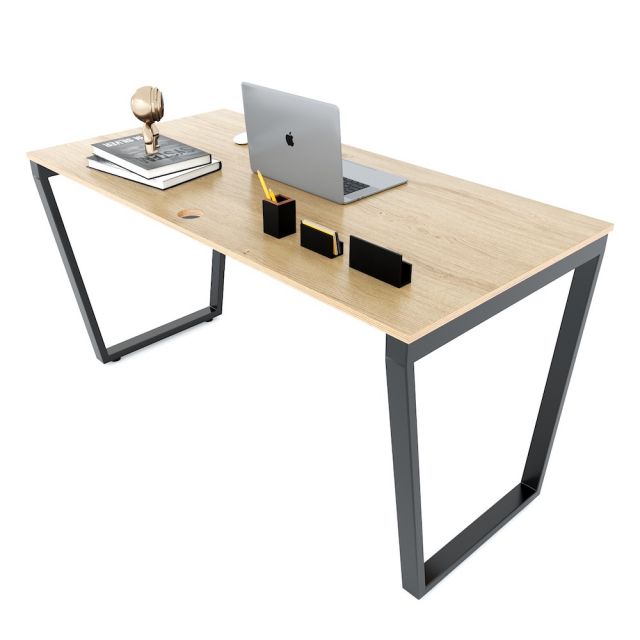Bàn làm việc 140x70cm gỗ Plywood phủ melamin chân sắt Trapeze HBTC031 Bàn làm việc 140x70cm gỗ Plywood phủ melamin chân sắt Trapeze HBTC031
