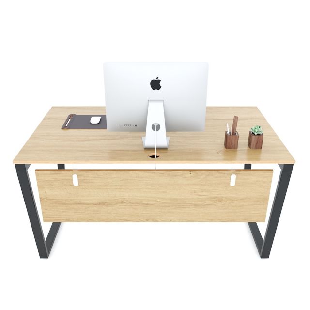 Bàn làm việc 140x80cm gỗ Plywood phủ melamin chân sắt Trapeze HBTC032 Bàn làm việc 140x80cm gỗ Plywood phủ melamin chân sắt Trapeze HBTC032