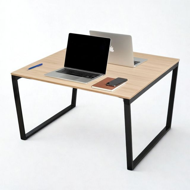 Bàn cụm 2 120x120cm gỗ Plywood phủ melamin chân sắt Trapeze HBTC035