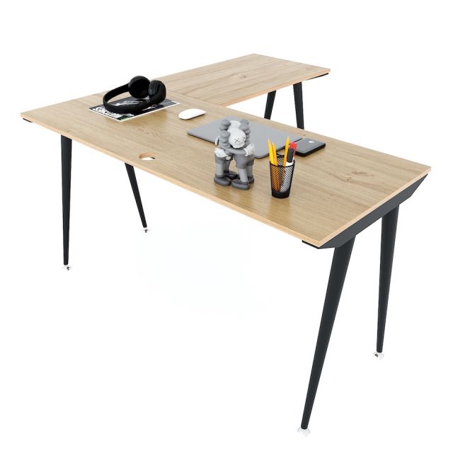 Bàn làm việc chữ L 140x140cm gỗ PLywood chân sắt Cone HBCO037 Bàn làm việc chữ L 140x140cm gỗ PLywood chân sắt Cone HBCO037