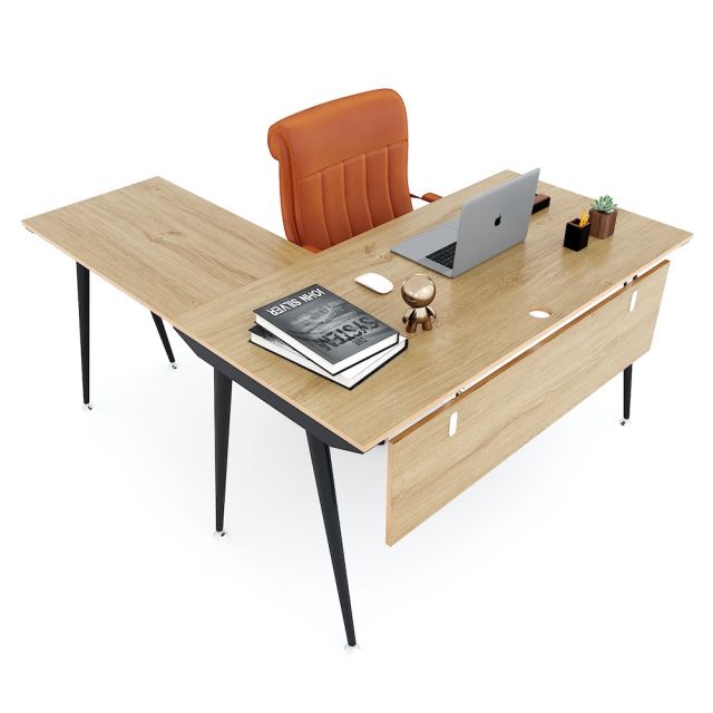 Bàn làm việc 140x150cm gỗ Plywood phủ melamin chân sắt Cone HBCO038 Bàn làm việc 140x150cm gỗ Plywood phủ melamin chân sắt Cone HBCO038