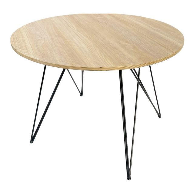 Bàn ăn tròn 1m gỗ Plywood vân sáng chân sắt Hairpin Pro BA68082 Bàn ăn tròn 1m gỗ Plywood vân sáng chân sắt Hairpin Pro BA68082