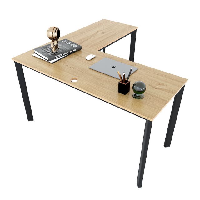 Bàn làm việc chữ L 140x140cm gỗ Plywood chân sắt Oval HBOV040 Bàn làm việc chữ L 140x140cm gỗ Plywood chân sắt Oval HBOV040