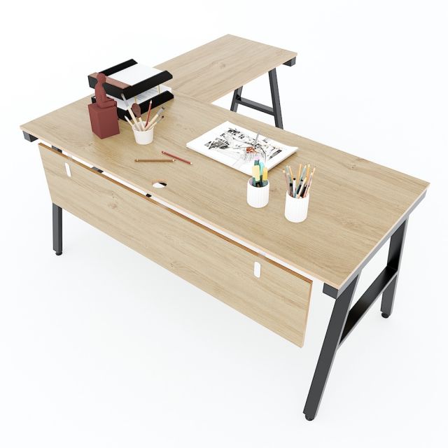 Bàn làm việc chữ L 160x150cm gỗ Plywood phủ melamin chân sắt Aconcept HBAC044 Bàn làm việc chữ L 160x150cm gỗ Plywood phủ melamin chân sắt Aconcept HBAC044