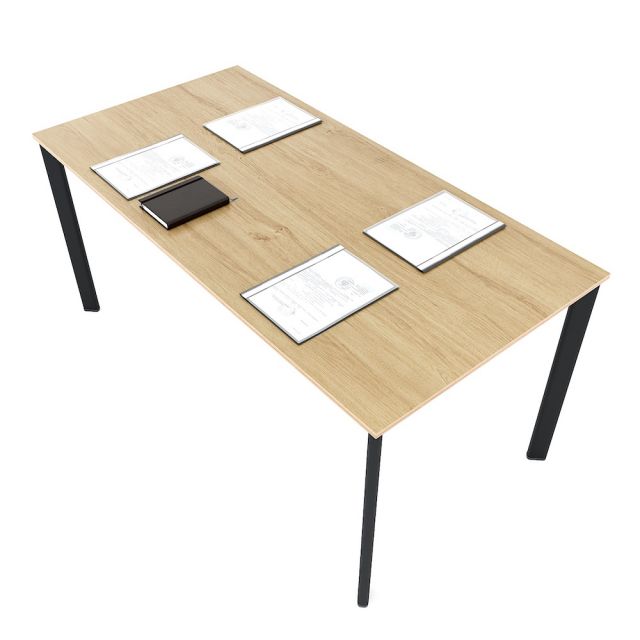 Bàn họp 160x80cm gỗ PLywood phủ melamin chân sắt Oval HBOV044 Bàn họp 160x80cm gỗ PLywood phủ melamin chân sắt Oval HBOV044