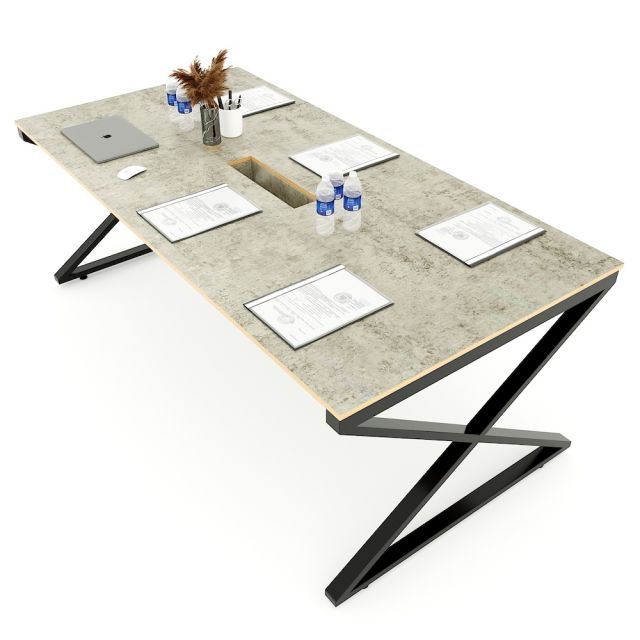 Bàn họp 200x100cm gỗ Plywood phủ melamin chân sắt Xconcept HBXC045 Bàn họp 200x100cm gỗ Plywood phủ melamin chân sắt Xconcept HBXC045