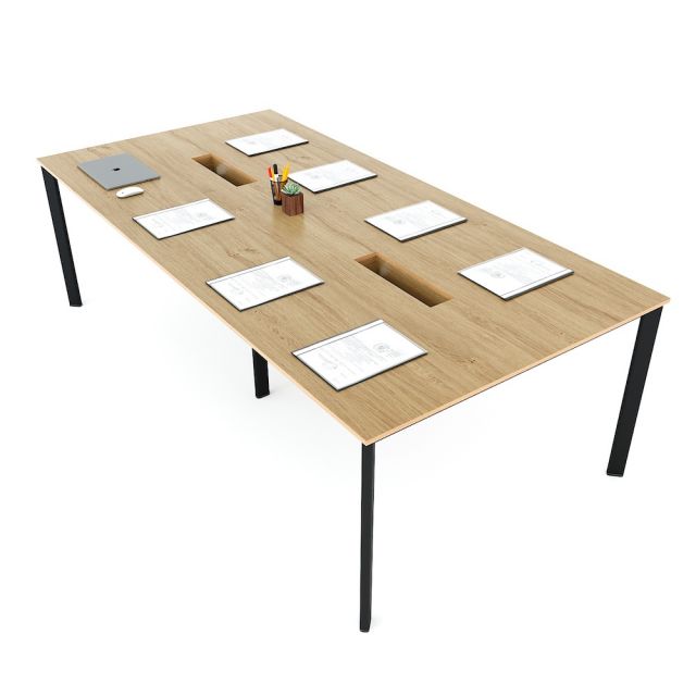 Bàn họp 240x120cm gỗ Plywood phủ melamin chân sắt Oval HBOV047 Bàn họp 240x120cm gỗ Plywood phủ melamin chân sắt Oval HBOV047