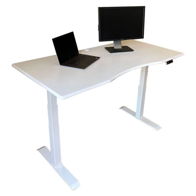 Bàn nâng hạ FlexiDesk mặt gỗ cao su màu trắng chân 3 khớp chỉnh điện FLD014 Bàn nâng hạ FlexiDesk mặt gỗ cao su màu trắng chân 3 khớp chỉnh điện FLD014