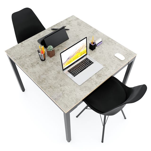 Bàn cụm 2 100x100cm gỗ Plywood phủ melamin chân sắt Uconcept HBUC055 Bàn cụm 2 100x100cm gỗ Plywood phủ melamin chân sắt Uconcept HBUC055
