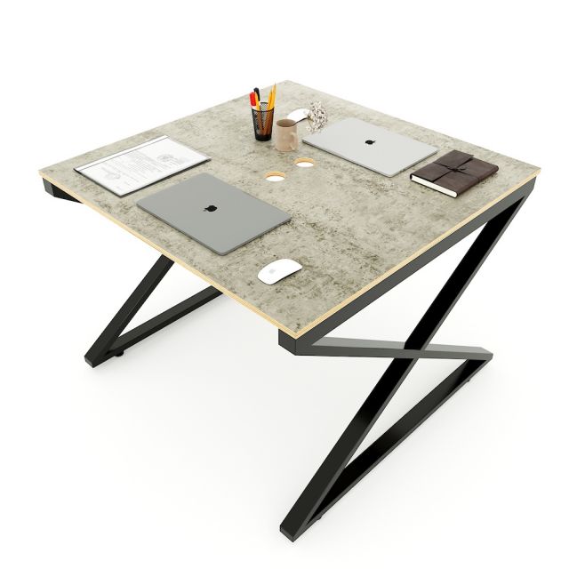 Bàn cụm 2 100x100cm gỗ Plywood phủ melamin chân sắt Xconcept HBXC047 Bàn cụm 2 100x100cm gỗ Plywood phủ melamin chân sắt Xconcept HBXC047