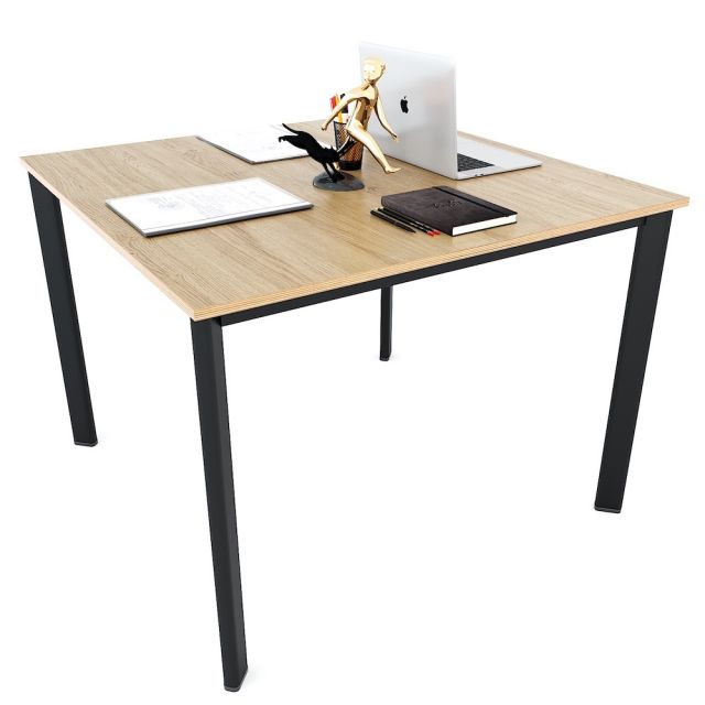 Bàn họp 100x100cm gỗ Plywood phủ melamin chân sắt Oval HBOV048 Bàn họp 100x100cm gỗ Plywood phủ melamin chân sắt Oval HBOV048