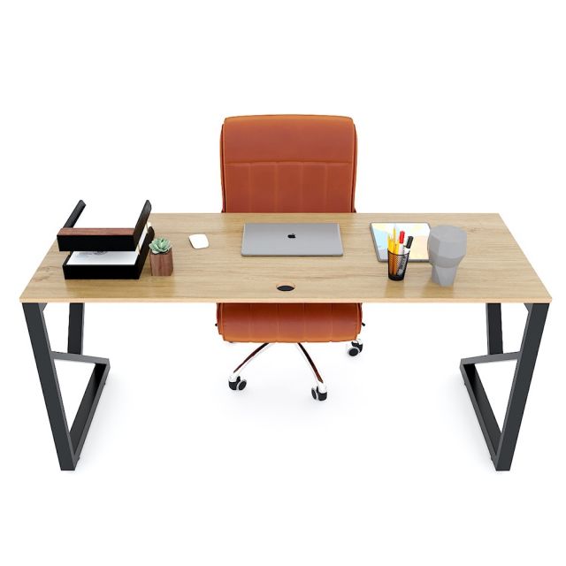 Bàn làm việc 160x60cm gỗ Plywood phủ melamin chân sắt Kconcept HBKC045 Bàn làm việc 160x60cm gỗ Plywood phủ melamin chân sắt Kconcept HBKC045