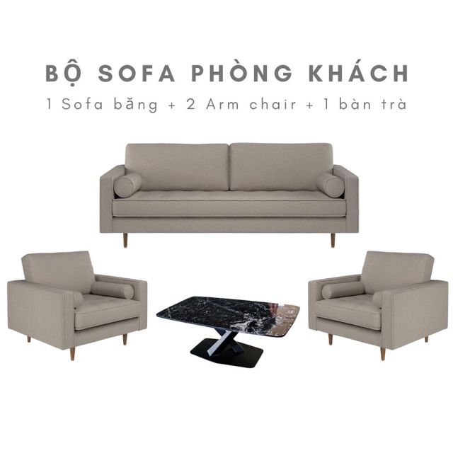 Bộ bàn ghế sofa vải xám CBSF68005 Bộ bàn ghế sofa vải xám CBSF68005