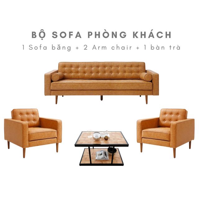 Bộ bàn ghế sofa nệm nâu sang trọng CBSF68007 Bộ bàn ghế sofa nệm nâu sang trọng CBSF68007