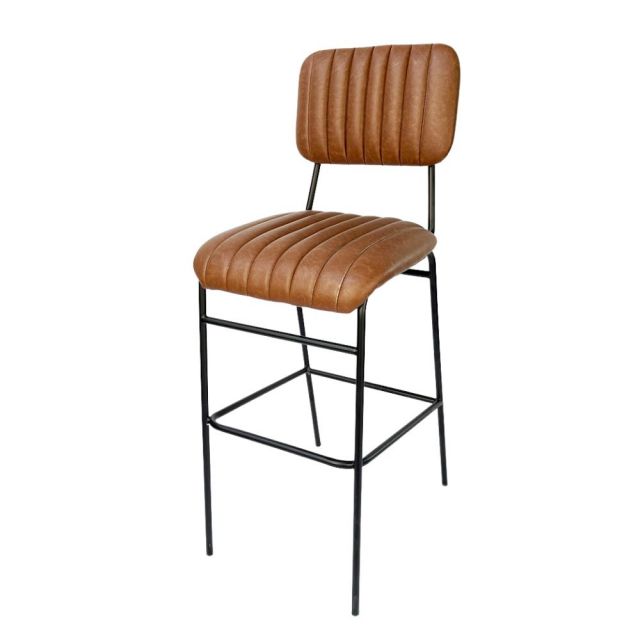 Ghế bar nệm nâu chân sắt sơn tĩnh GBSK005 Ghế bar nệm nâu chân sắt sơn tĩnh GBSK005
