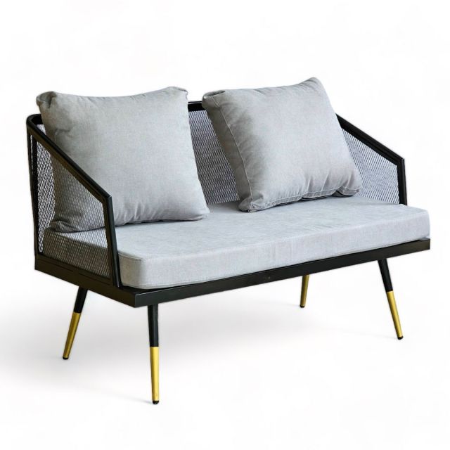 Ghế sofa đôi nệm xám khung sắt bọc lưới SFB68054 Ghế sofa đôi nệm xám khung sắt bọc lưới SFB68054