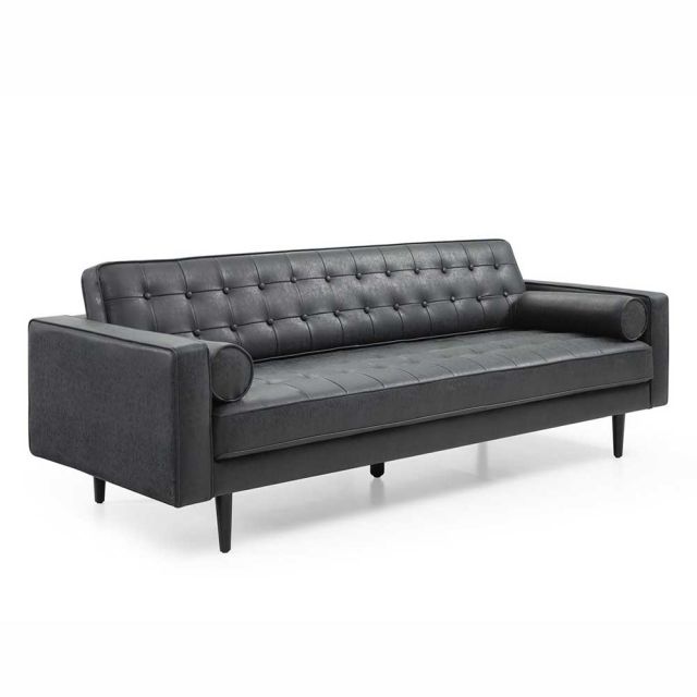 sofa băng giật nút nệm bọc simili cao cấp màu đen