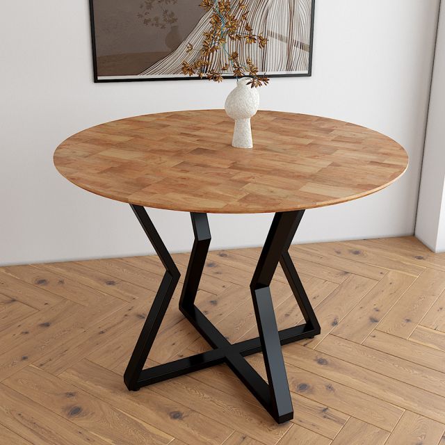 bàn ăn tròn 1m mặt gỗ chân sắt