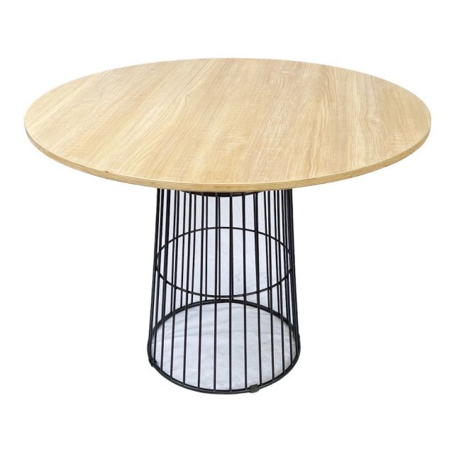 Bộ bàn ăn tròn 80cm mặt gỗ Plywood và 4 ghế sắt tolix có tay CBBA049