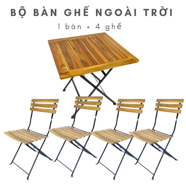 Bộ bàn ghế xếp gọn ngoài trời, bàn ghế cafe CBCF115