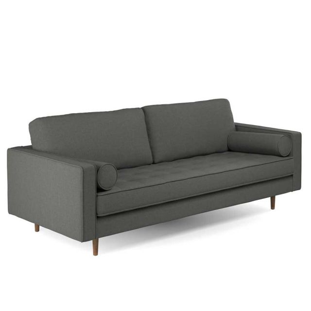 Bộ bàn sofa 2 tầng mặt đá và ghế sofa băng bọc vải xám CBSF68012