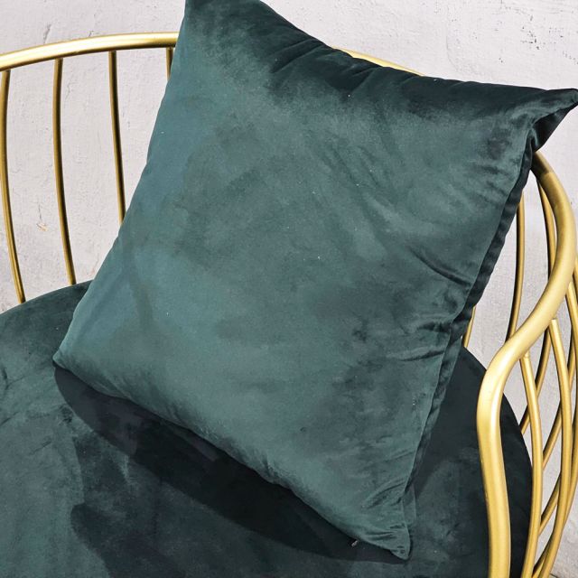 Ghế sofa đơn, ghế thư giãn nệm xanh khung tròn vàng đồng GSD68046