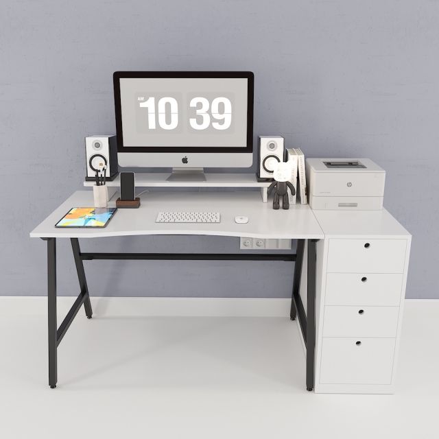 Bàn Gaming TaUP gỗ cao su một bên tủ 4 ngăn GD68042